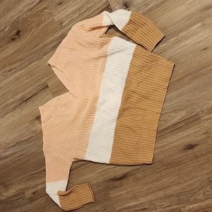 Pink sweater Euc. Knot chocolate and tan